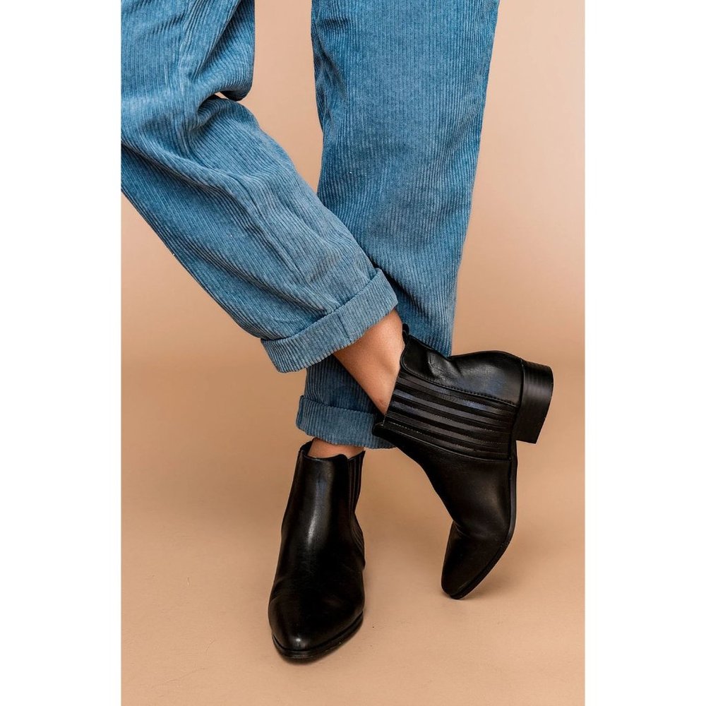 Vegan Leather Black Ankle Boots
